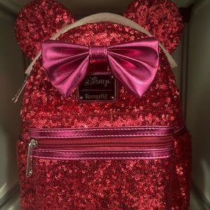 Disney Minnie Magenta Sequin Loungefly NEW